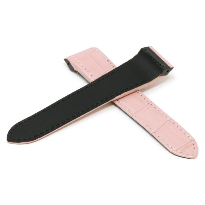 L.crt2.13 Pink Cross StrapsCo Croc Embossed Leather Watch Band Strap For Santos 100 20mm 23mm 24mm