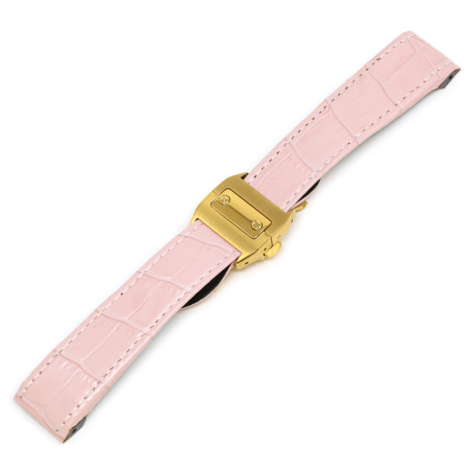 L.crt2.13.yg Pink (Yellow Gold Buckle) Alt StrapsCo Croc Embossed Leather Watch Band Strap For Santos 100 20mm 23mm 24mm