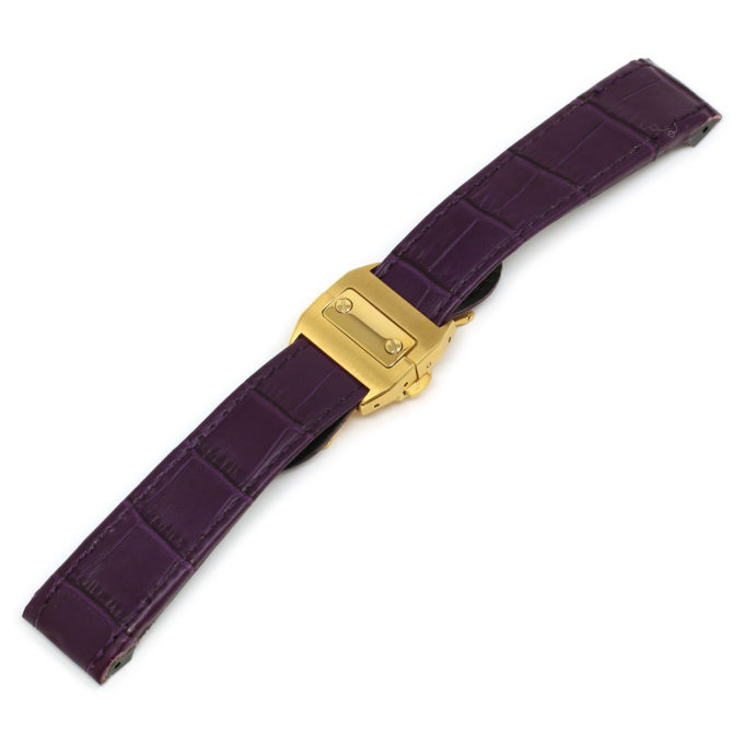 L.crt2.18.yg Purple (Yellow Gold Buckle) Alt StrapsCo Croc Embossed Leather Watch Band Strap For Santos 100 20mm 23mm 24mm
