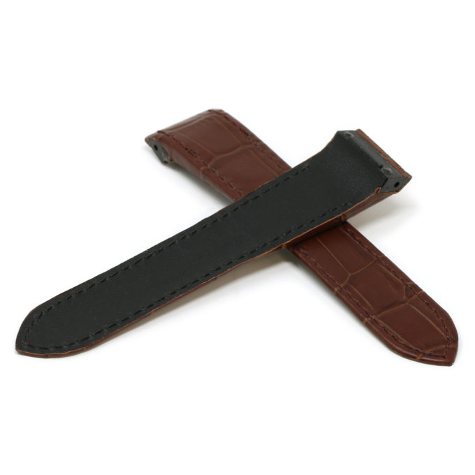L.crt2.2 Brown Cross StrapsCo Croc Embossed Leather Watch Band Strap For Santos 100 20mm 23mm 24mm