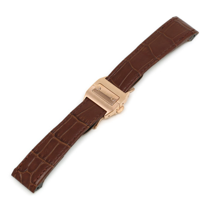 L.crt2.2.rg Brown (Rose Gold Buckle) Alt StrapsCo Croc Embossed Leather Watch Band Strap For Santos 100 20mm 23mm 24mm