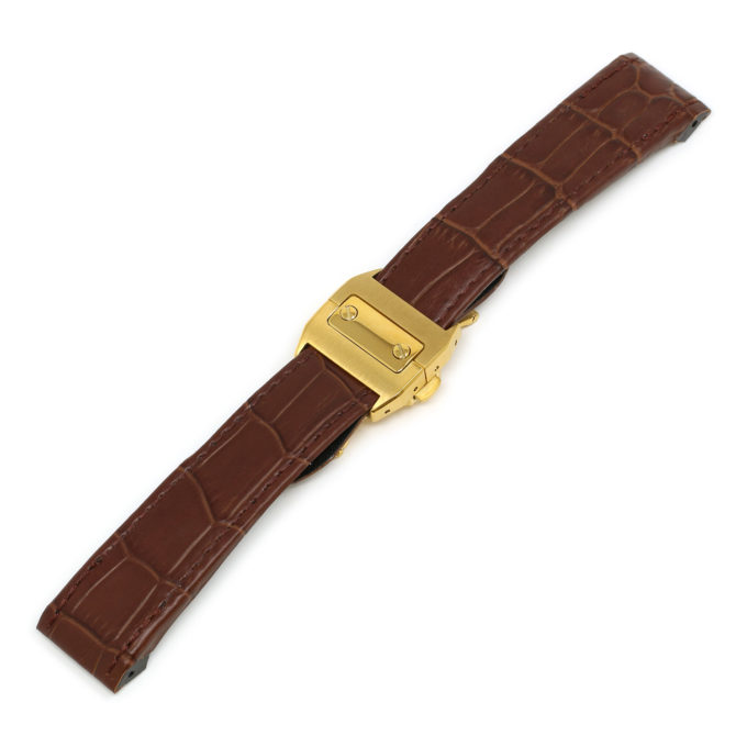 L.crt2.2.yg Brown (Yellow Gold Buckle) Alt StrapsCo Croc Embossed Leather Watch Band Strap For Santos 100 20mm 23mm 24mm