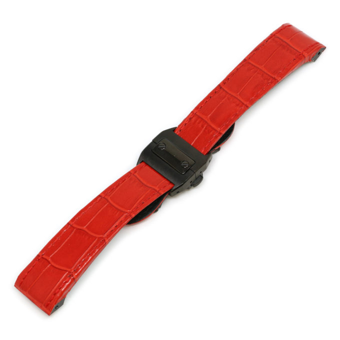 L.crt2.6.mb Red (Black Buckle) Alt StrapsCo Croc Embossed Leather Watch Band Strap For Santos 100 20mm 23mm 24mm