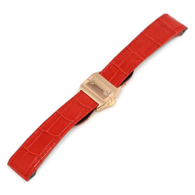 L.crt2.6.rg Red (Rose Gold Buckle) Alt StrapsCo Croc Embossed Leather Watch Band Strap For Santos 100 20mm 23mm 24mm