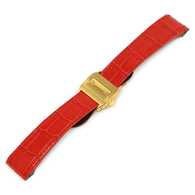 L.crt2.6.yg Red (Yellow Gold Buckle) Alt StrapsCo Croc Embossed Leather Watch Band Strap For Santos 100 20mm 23mm 24mm