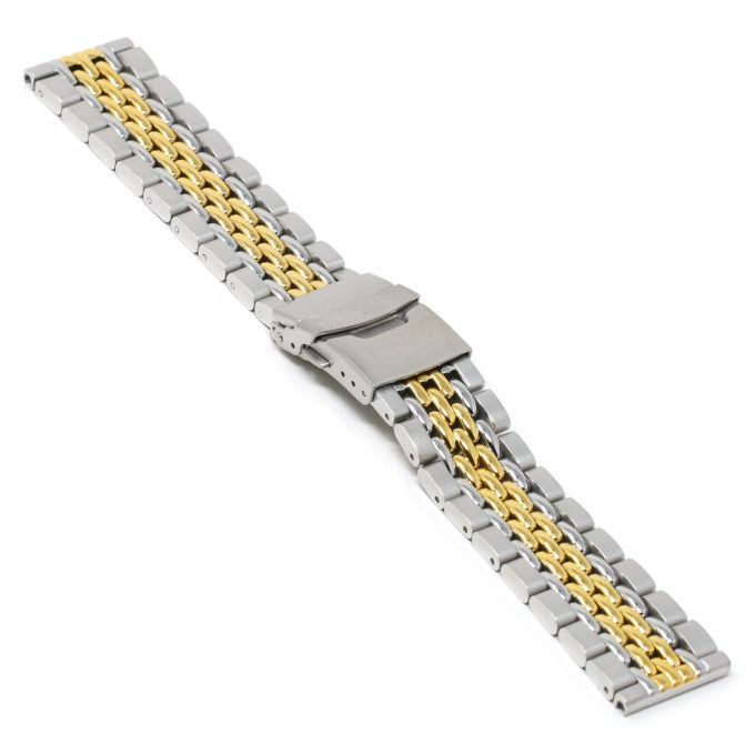 M.bd1.2t Angle Two Tone StrapsCo Stainless Steel Beads Of Rice Watch Band Strap Bracelet