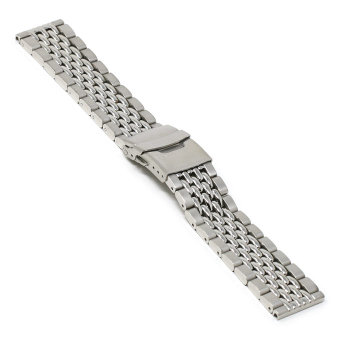 M.bd1.ss Angle Silver StrapsCo Stainless Steel Beads Of Rice Watch Band Strap Bracelet
