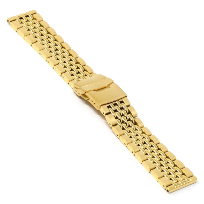M.bd1.yg Angle Yellow Gold StrapsCo Stainless Steel Beads Of Rice Watch Band Strap Bracelet