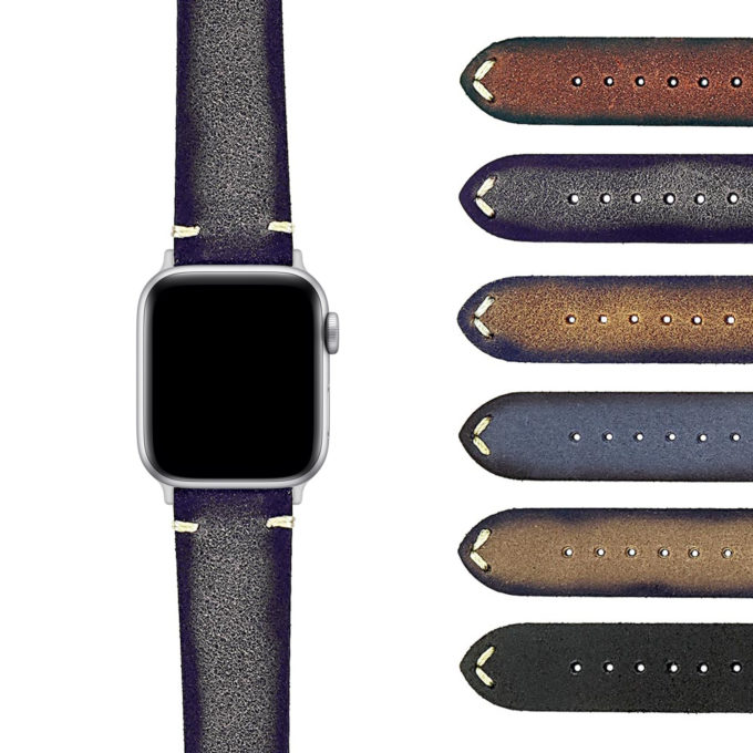 Ax.ds6 DASSARI Patina Distressed Italian Leather Strap Apple Watch