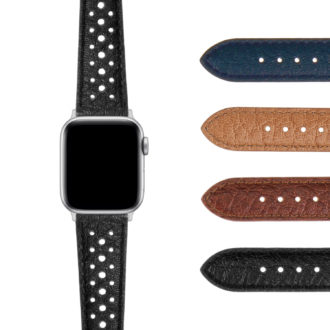 Ax.ra6 Gallery DASSARI Perforated Leather Rally Watch Band Strap 18mm 19mm 20mm 21mm 22mm Apple Watch