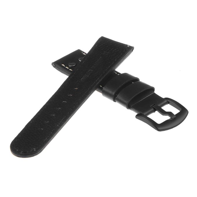 Ds15.1.1.mb Dassari Leather Strap In Black W White Stitching W Matte Black Buckle 2 Apple Watch