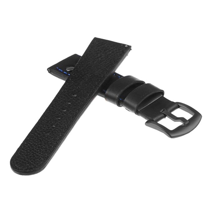 Ds15.1.5.mb Dassari Leather Strap In Black W Blue Stitching W Matte Black 2 Apple Watch