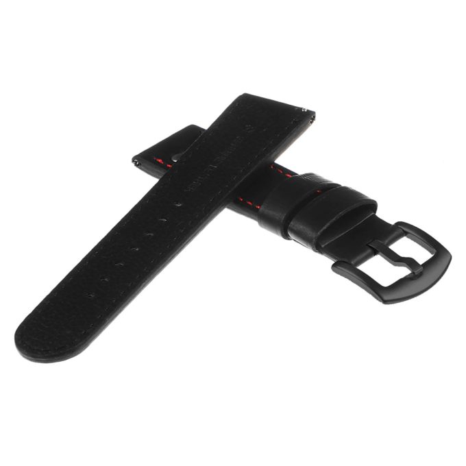 Ds15.1.6.mb Dassari Leather Strap In Black W Red Stitching W Matte Black Buckle 2 Apple Watch