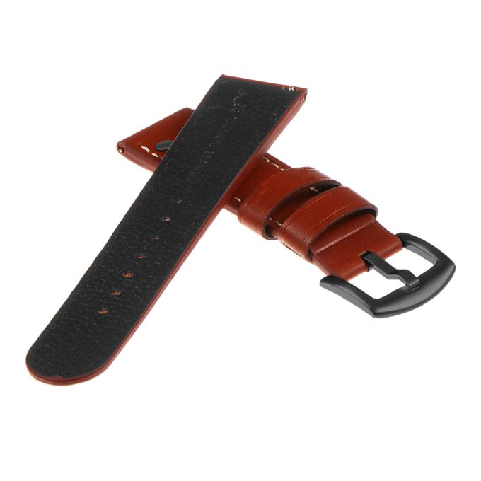 Ds15.8.mb Dassari Leather Strap In Black W Rust Stitching W Matte Black Buckle 2 Apple Watch