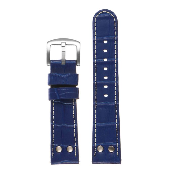Ds16.5 DASSARI Leather Croc Embossed Quick Realese Strap In Blue 3 Apple Watch