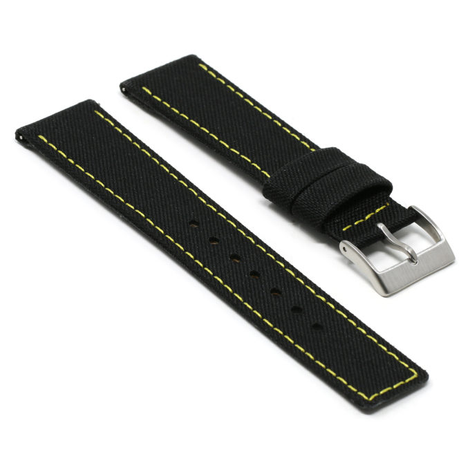 Ny1.1.10 Angle Black & Yellow DASSARI Nylon Quick Release Watch Band Strap
