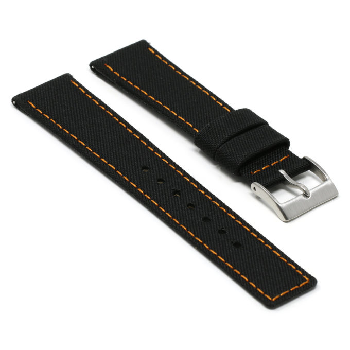 Ny1.1.12 Angle Black & Orange DASSARI Nylon Quick Release Watch Band Strap