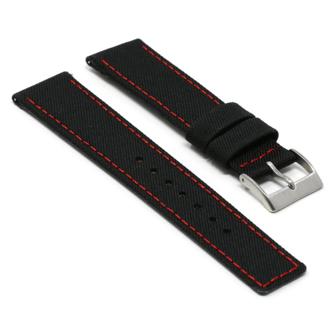 Ny1.1.6 Angle Black & Red DASSARI Nylon Quick Release Watch Band Strap