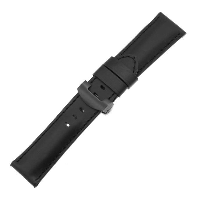 Ps5.1.1.mb Main Black (Black Stitching) Smooth Leather Panerai Watch Band Strap With Black Deployant Clasp Apple Watch