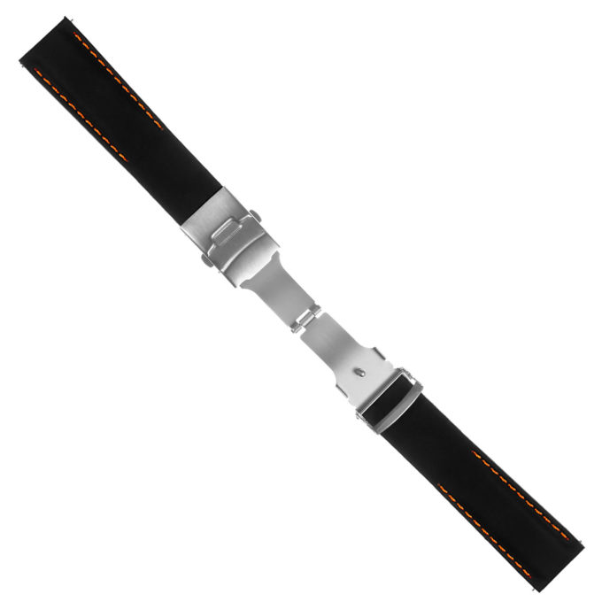 Pu12.1.12 Silcone Rubber Strap In Black W Orange Stitching 2 Apple Watch