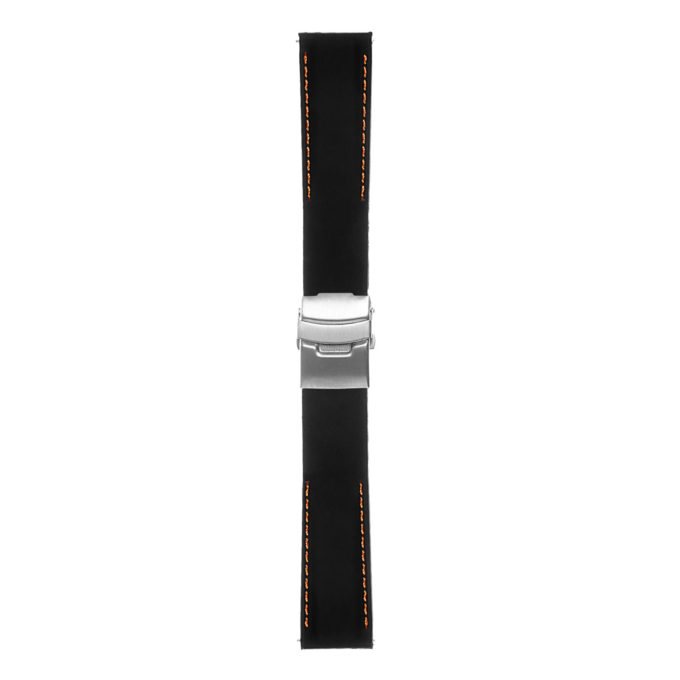 Pu12.1.12 Silcone Rubber Strap In Black W Orange Stitching 3 Apple Watch