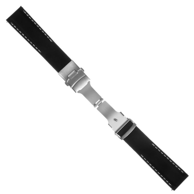 Pu12.1.22 Silcone Rubber Strap In Black W White Stitching 2 Apple Watch