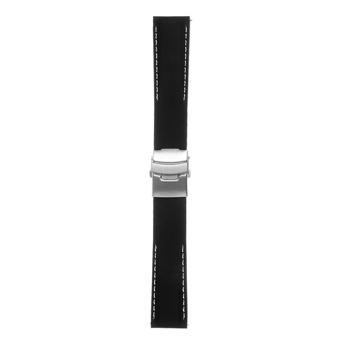 Pu12.1.22 Silcone Rubber Strap In Black W White Stitching 3 Apple Watch
