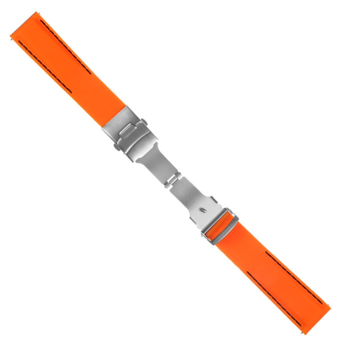 Pu12.12.1 Silcone Rubber Strap In Orange W Black Stitching 2 Apple Watch