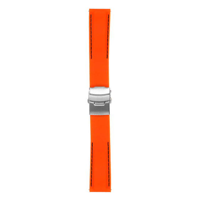 Pu12.12.1 Silcone Rubber Strap In Orange W Black Stitching 3 Apple Watch