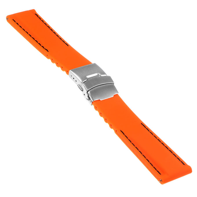 Pu12.12.1 Silcone Rubber Strap In Orange W Black Stitching Apple Watch