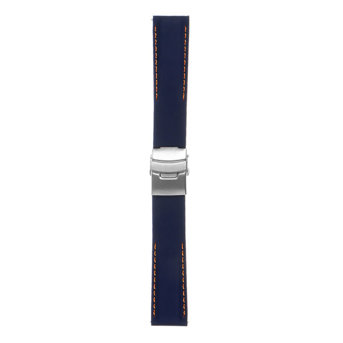 Pu12.5.12 Silcone Rubber Strap In Blue W Orange Stitching 3 Apple Watch