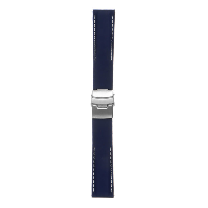 Pu12.5.22 Silcone Rubber Strap In Blue W White Stitching 3 Apple Watch