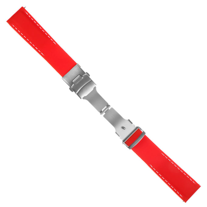 Pu12.6.22 Silcone Rubber Strap In Red W White Stitching 2 Apple Watch