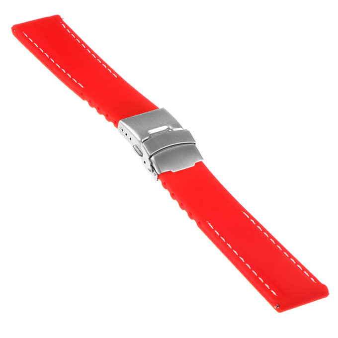 Pu12.6.22 Silcone Rubber Strap In Red W White Stitching Apple Watch