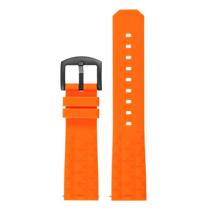 Pu16.12.mb Upright Silicone Rubber Strap With Matte Black Buckle In Orange Apple Watch
