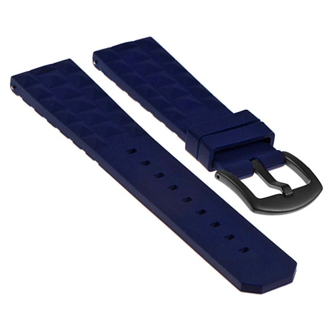 Pu16.5.mb Angled Silicone Rubber Strap With Matte Black Buckle In Dark Blue Apple Watch