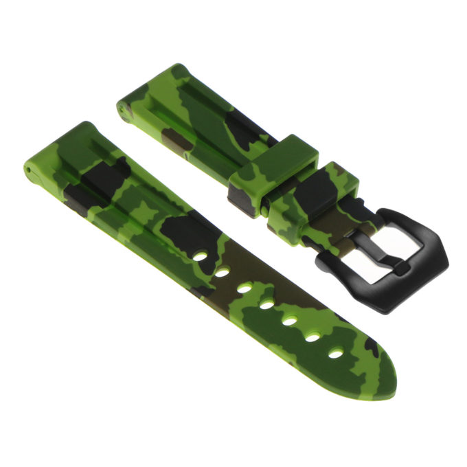 R.pn2.11.mb Silicone Rubber Camo Strap In Green W Matte Black Buckle Apple Watch