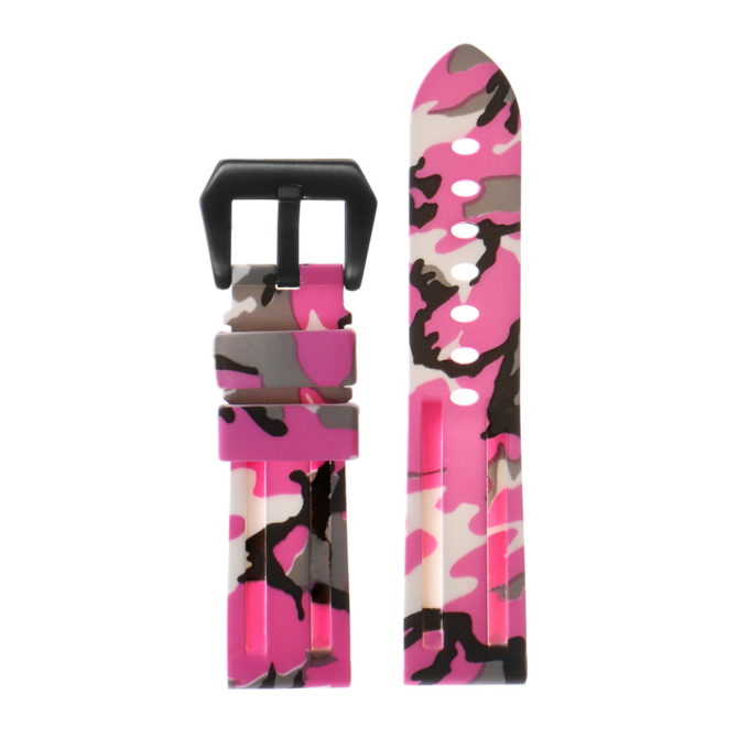 R.pn2.13.mb Silicone Rubber Camo Strap In Pink W Matte Black Buckle 2 Apple Watch