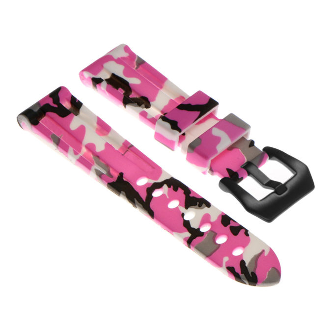 R.pn2.13.mb Silicone Rubber Camo Strap In Pink W Matte Black Buckle Apple Watch