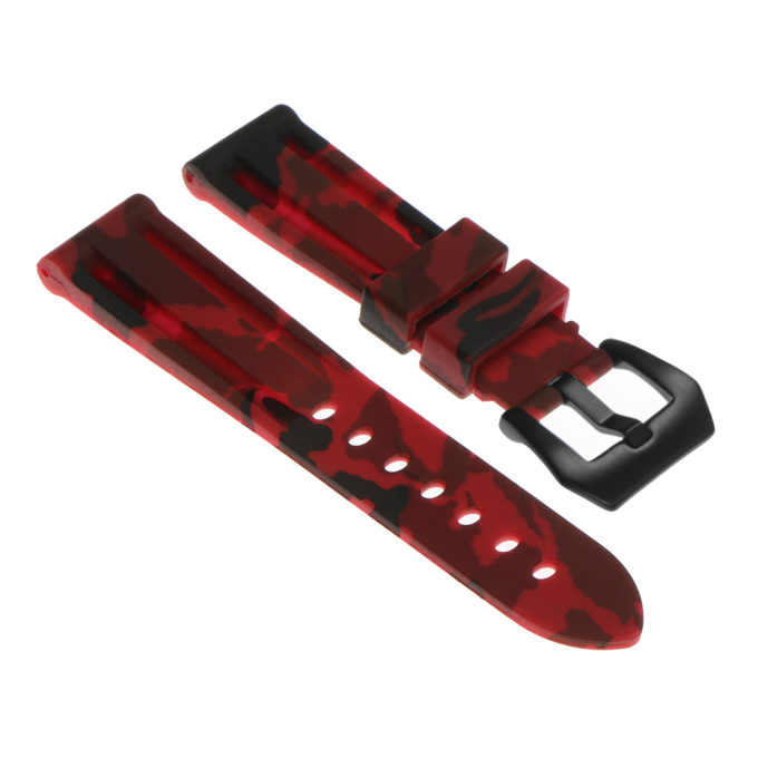 R.pn2.6.mb Silicone Rubber Camo Strap In Red W Matte Black Buckle Apple Watch