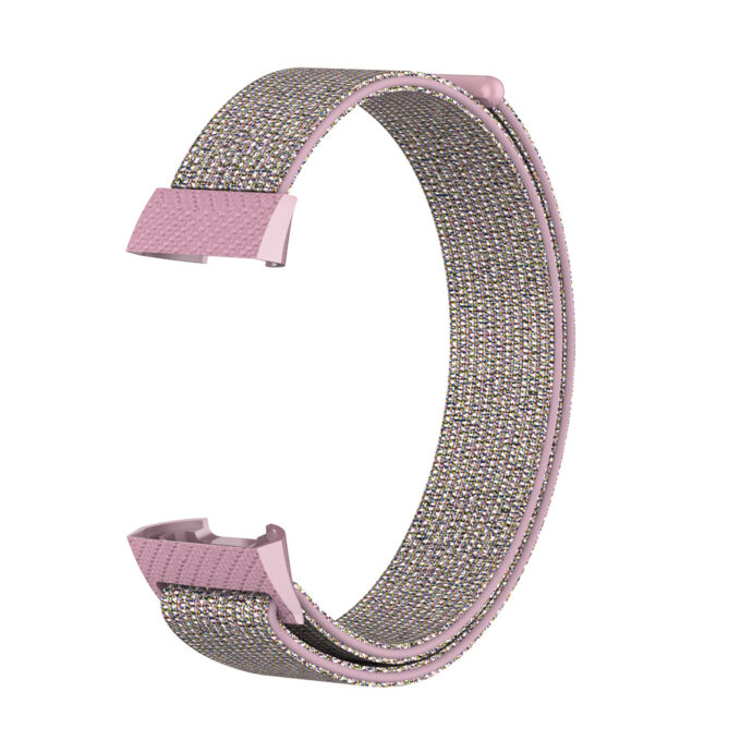 Fb.ny9.13 Main Pink StrapsCo Woven Nylon Watch Band Strap For Fitbit Charge 3