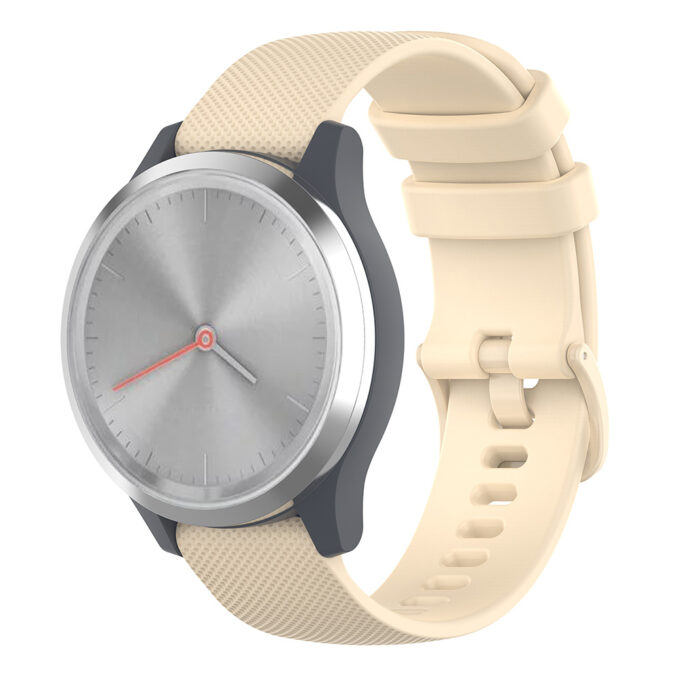 G.r42.17 Main Beige StrapsCo Silicone Rubber Watch Band Strap For Garmin Vivomove 3S & Vivoactive 4S