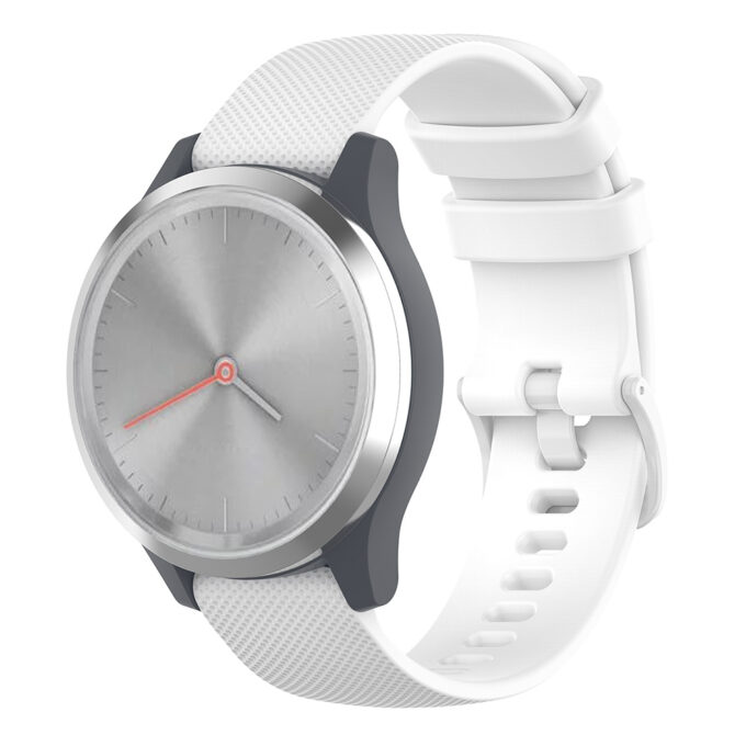 G.r42.22 Main White StrapsCo Silicone Rubber Watch Band Strap For Garmin Vivomove 3S & Vivoactive 4S