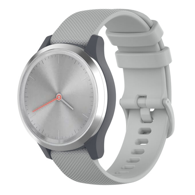 G.r42.7 Main Grey StrapsCo Silicone Rubber Watch Band Strap For Garmin Vivomove 3S & Vivoactive 4S
