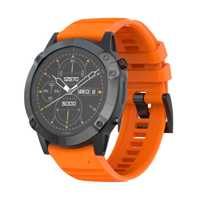 G.r46.12 Main Orange StrapsCo QuickFit 26 Silicone Rubber Watch Band Strap For Garmin Fenix 6X