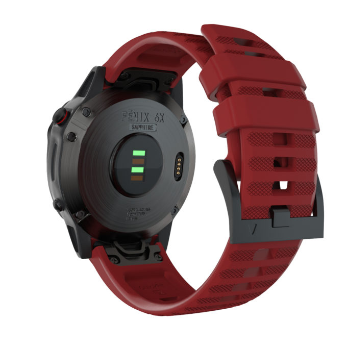 G.r46.6 Back Red StrapsCo QuickFit 26 Silicone Rubber Watch Band Strap For Garmin Fenix 6X