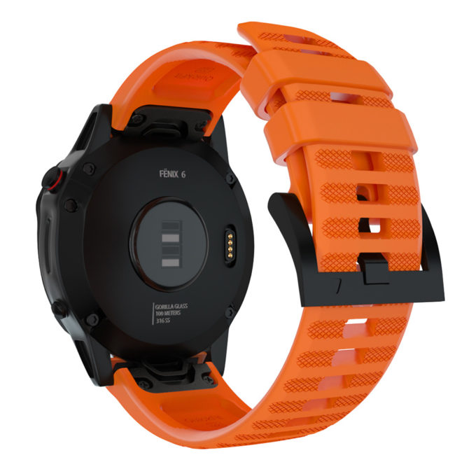 G.r47.12 Back Orange StrapsCo QuickFit 22 Silicone Rubber Watch Band Strap For Garmin Fenix 6