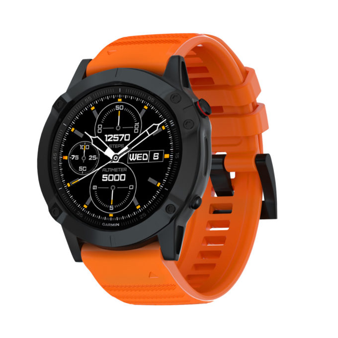 G.r47.12 Main Orange StrapsCo QuickFit 22 Silicone Rubber Watch Band Strap For Garmin Fenix 6