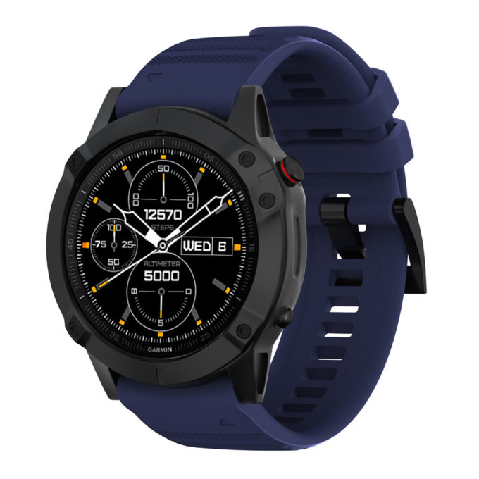 G.r47.5a Main Midnight Blue StrapsCo QuickFit 22 Silicone Rubber Watch Band Strap For Garmin Fenix 6
