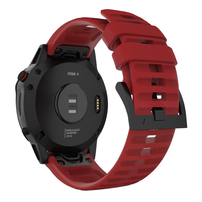 G.r47.6 Back Red StrapsCo QuickFit 22 Silicone Rubber Watch Band Strap For Garmin Fenix 6